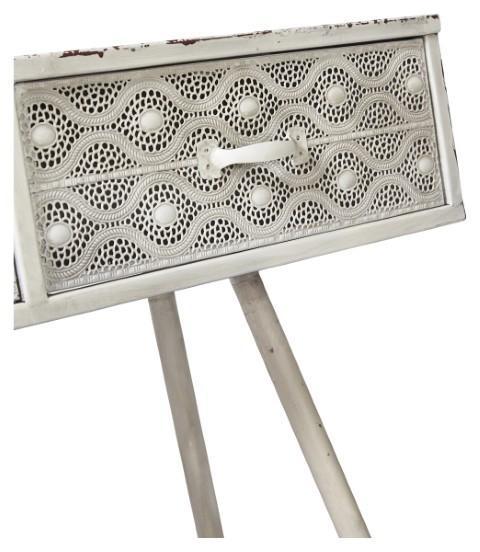 Filigree Metal Console - Antique White-abc