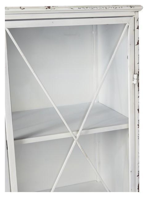 Metal Bookcase with 2 Glass Doors and 3 Internal Metal Shelves - Antique White-abc