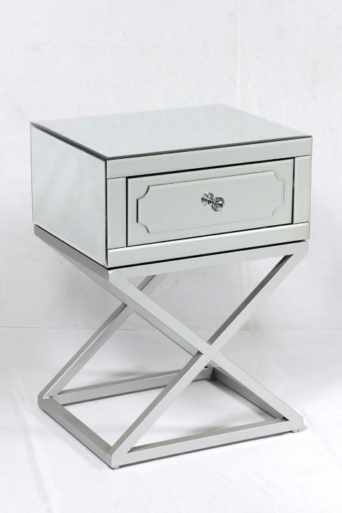 Mayfair Single Drawer Mirrored Side Table-abc