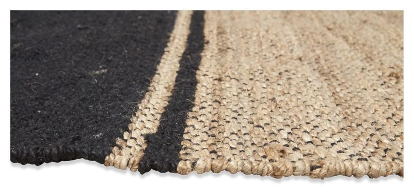 Asmita Jute HandLoom Floorr Mats with Tassels - Black/Natural-abc