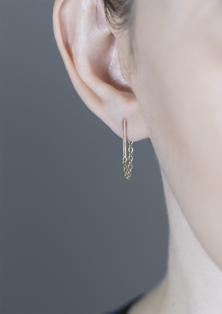STICK CHAIN STUD EARRING-abc