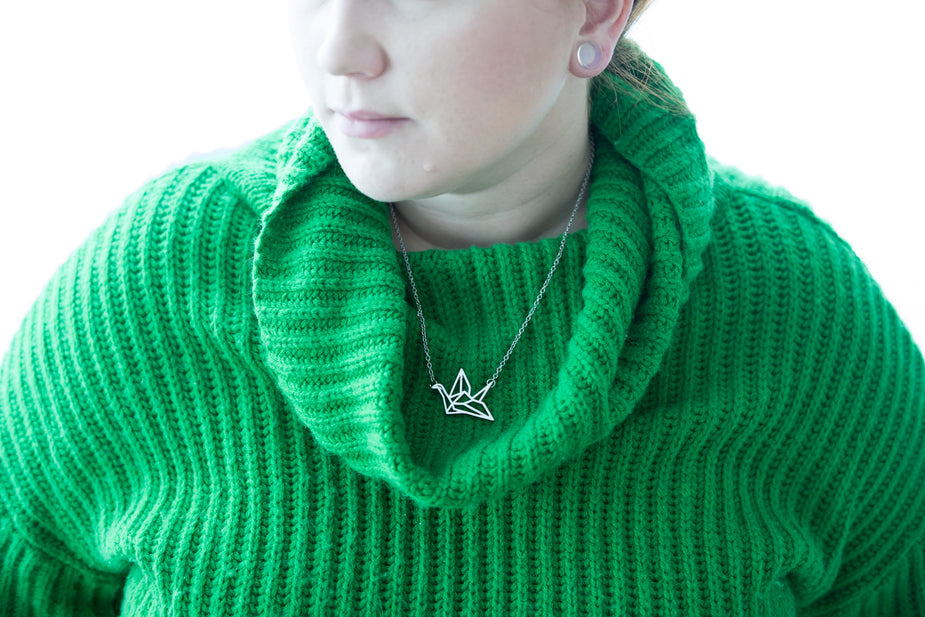 Origami Crane Necklace p&s