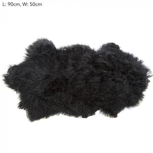 Tibetan Lambswool Throw 90x50 Black-abc