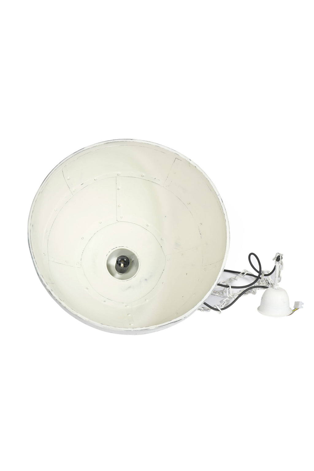 Granada Small - Vintage White - Iron Riveted Dome Pendant Light-abc
