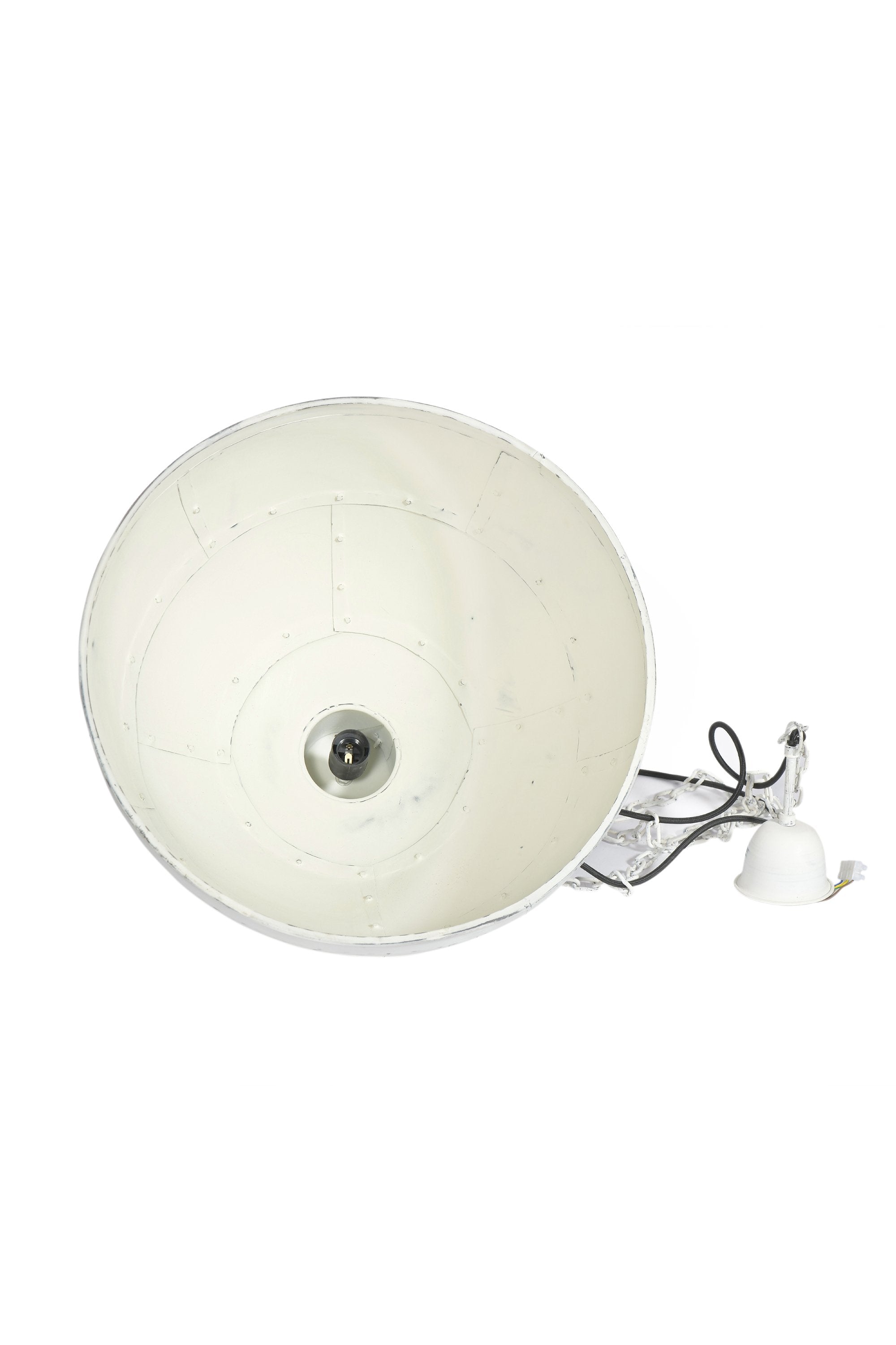 Granada Small - Vintage White - Iron Riveted Dome Pendant Light-abc