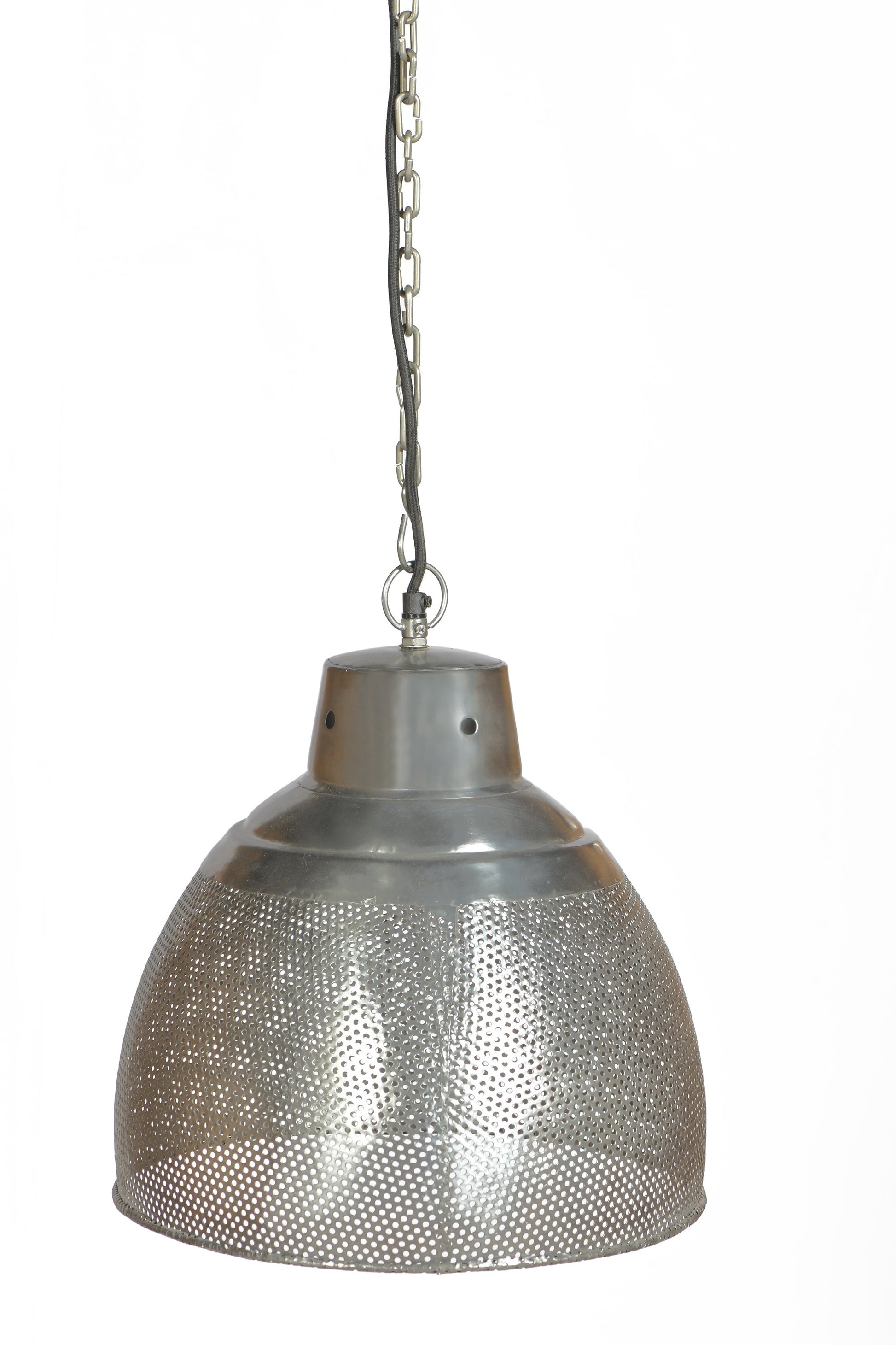 Riva Small - Zinc - Perforated Iron Dome Pendant Light-abc