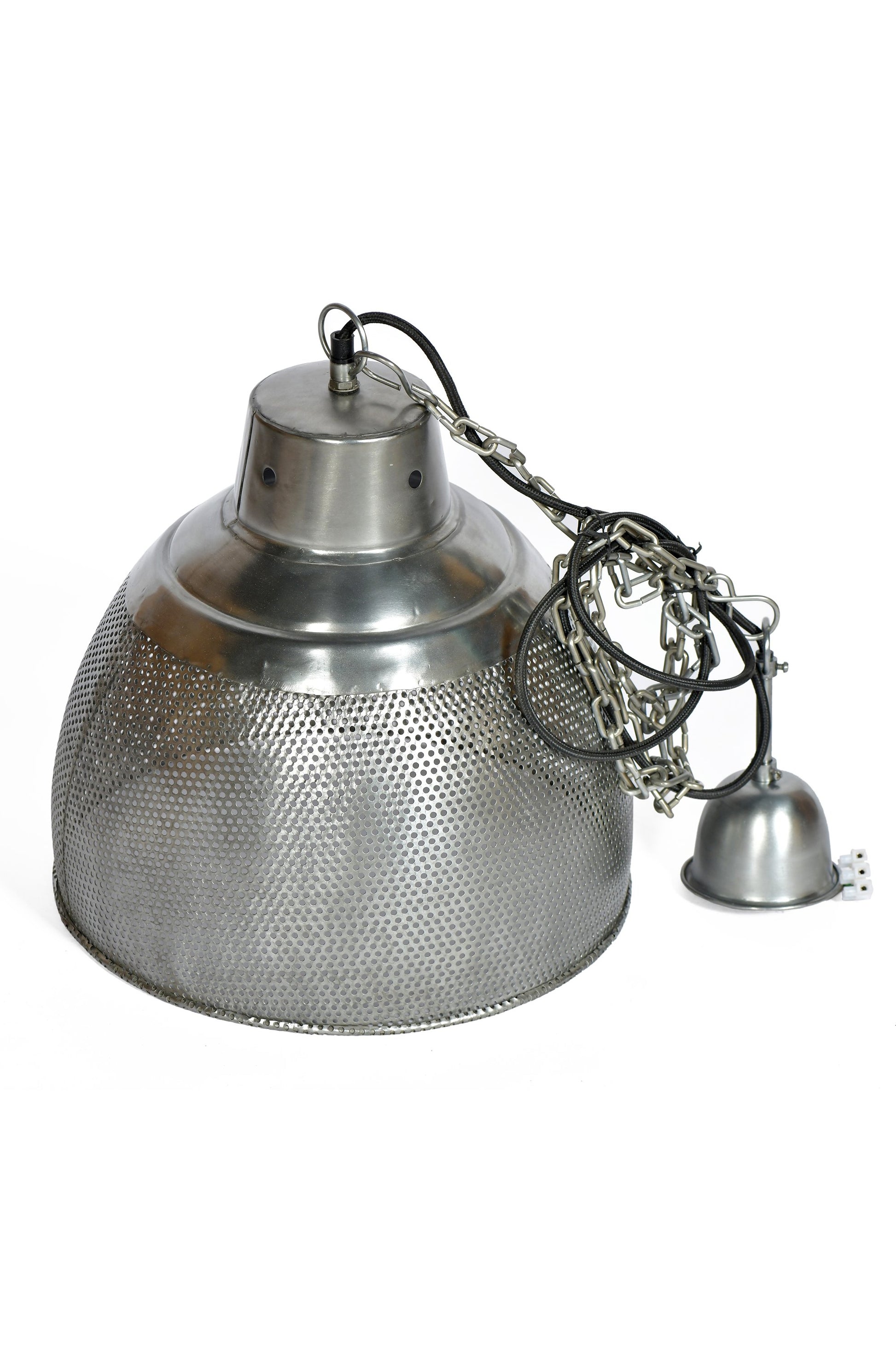 Riva Small - Zinc - Perforated Iron Dome Pendant Light-abc