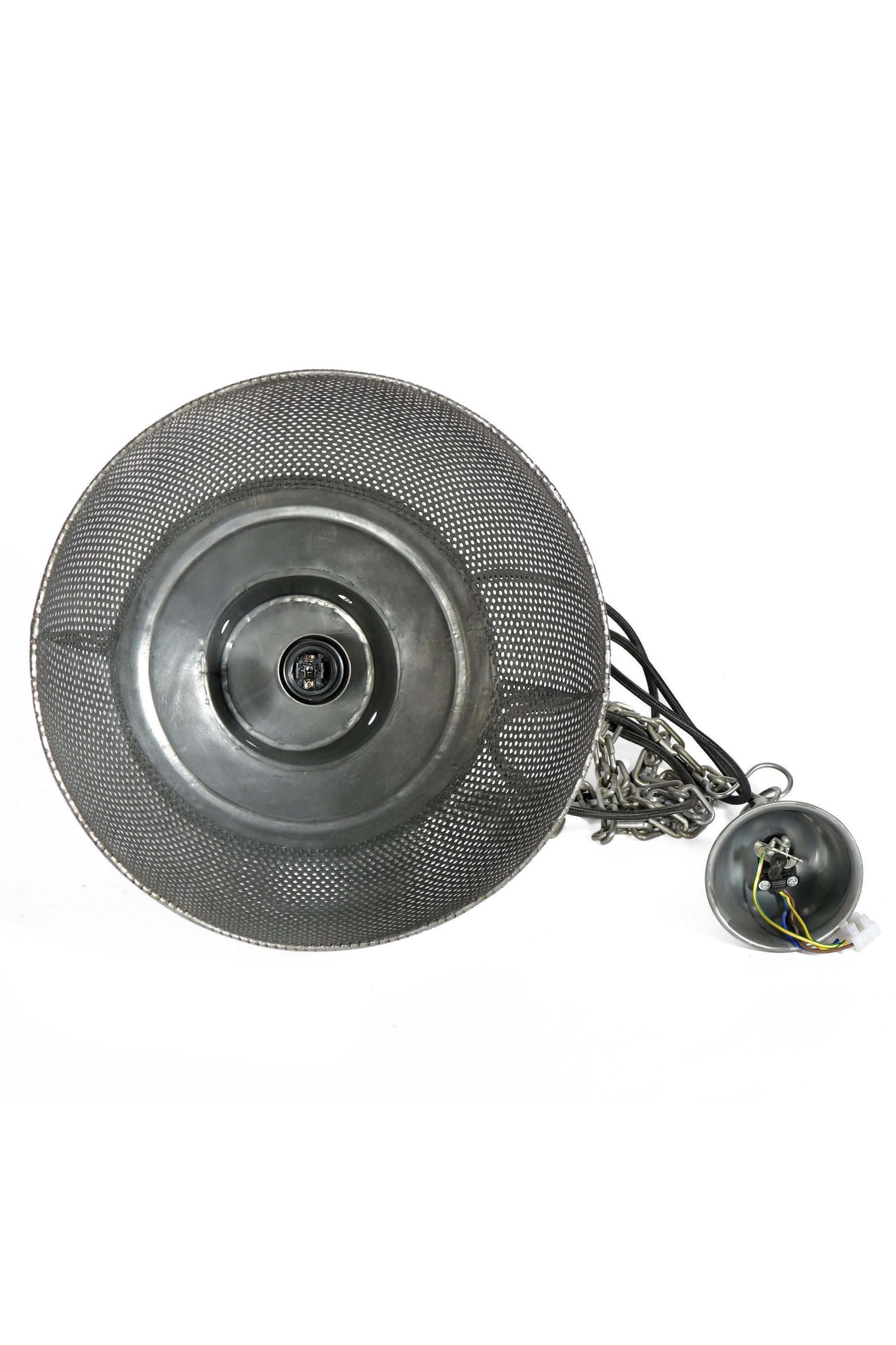 Riva Small - Zinc - Perforated Iron Dome Pendant Light-abc