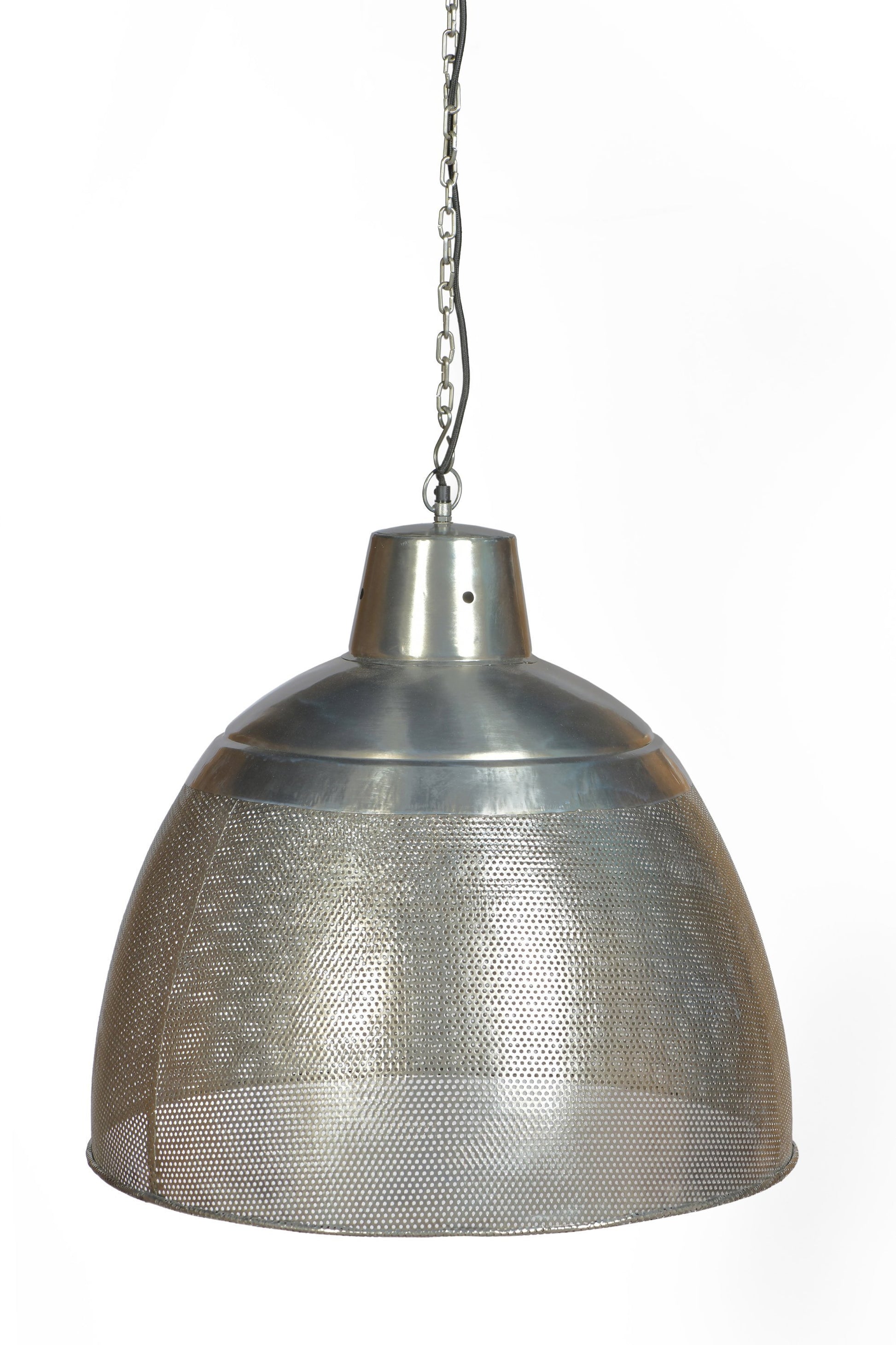 Riva Large - Zinc - Perforated Iron Dome Pendant Light-abc