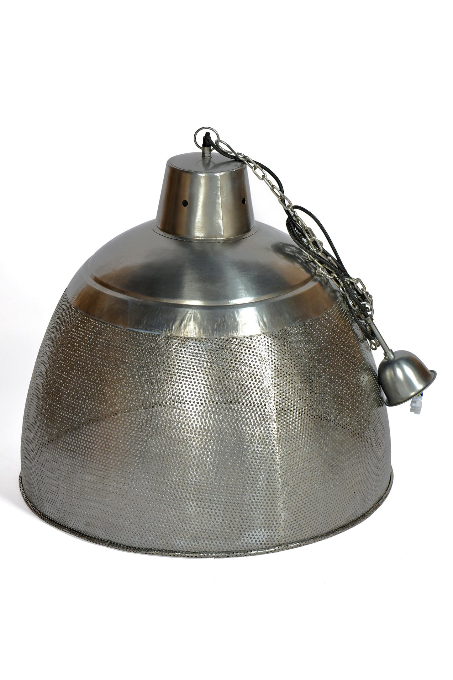 Riva Large - Zinc - Perforated Iron Dome Pendant Light-abc