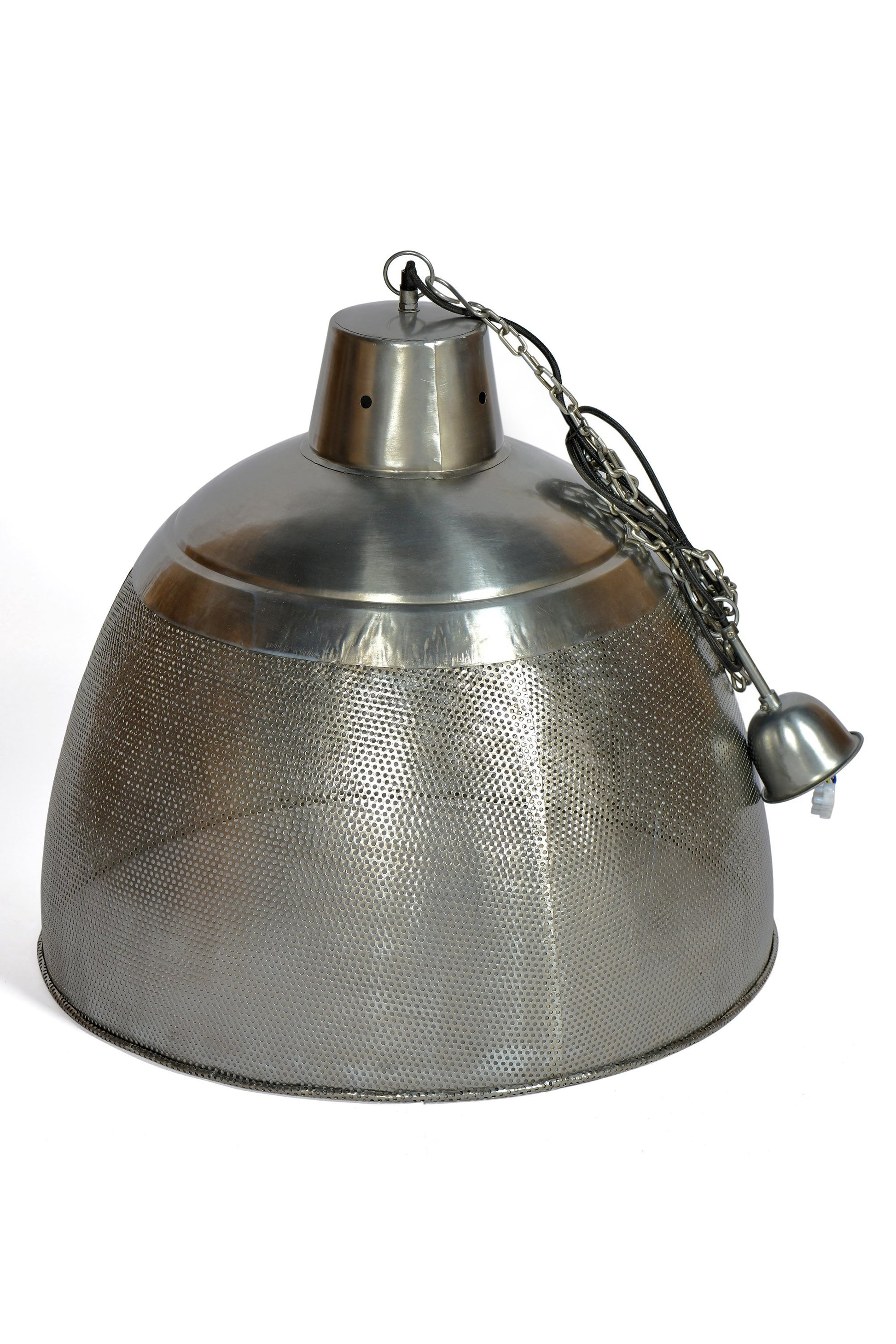 Riva Large - Zinc - Perforated Iron Dome Pendant Light-abc