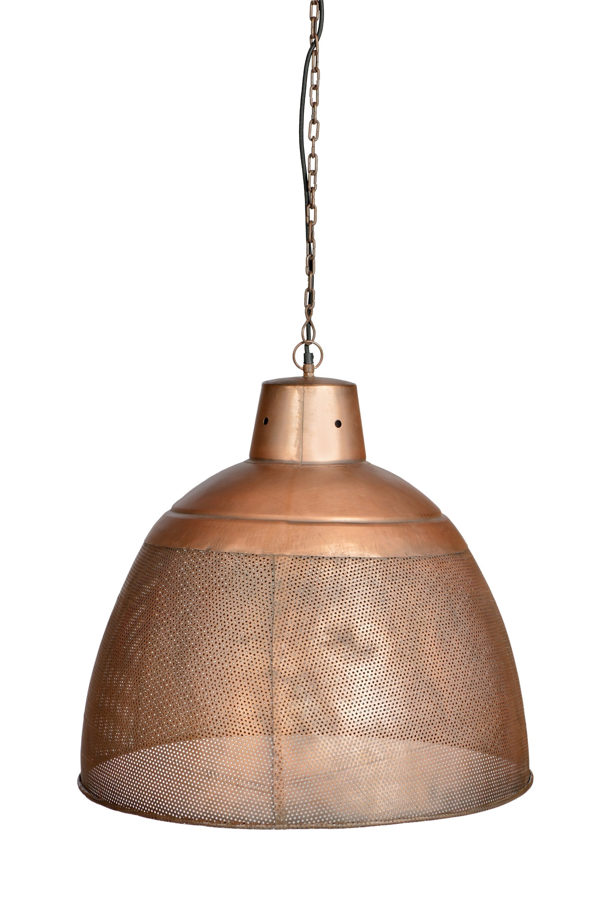 Riva Large - Antique Copper - Perforated Iron Dome Pendant Light-abc