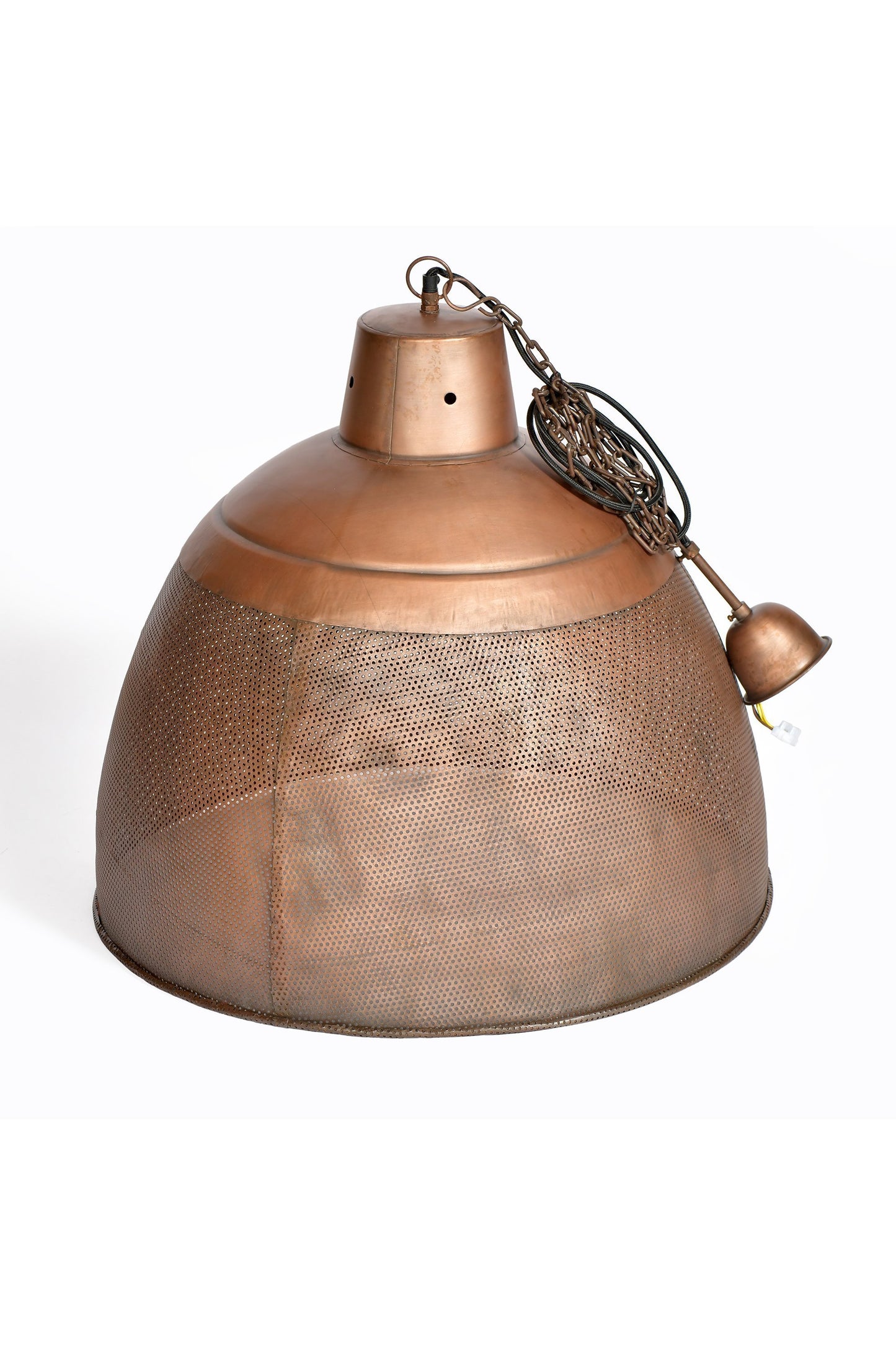 Riva Large - Antique Copper - Perforated Iron Dome Pendant Light-abc