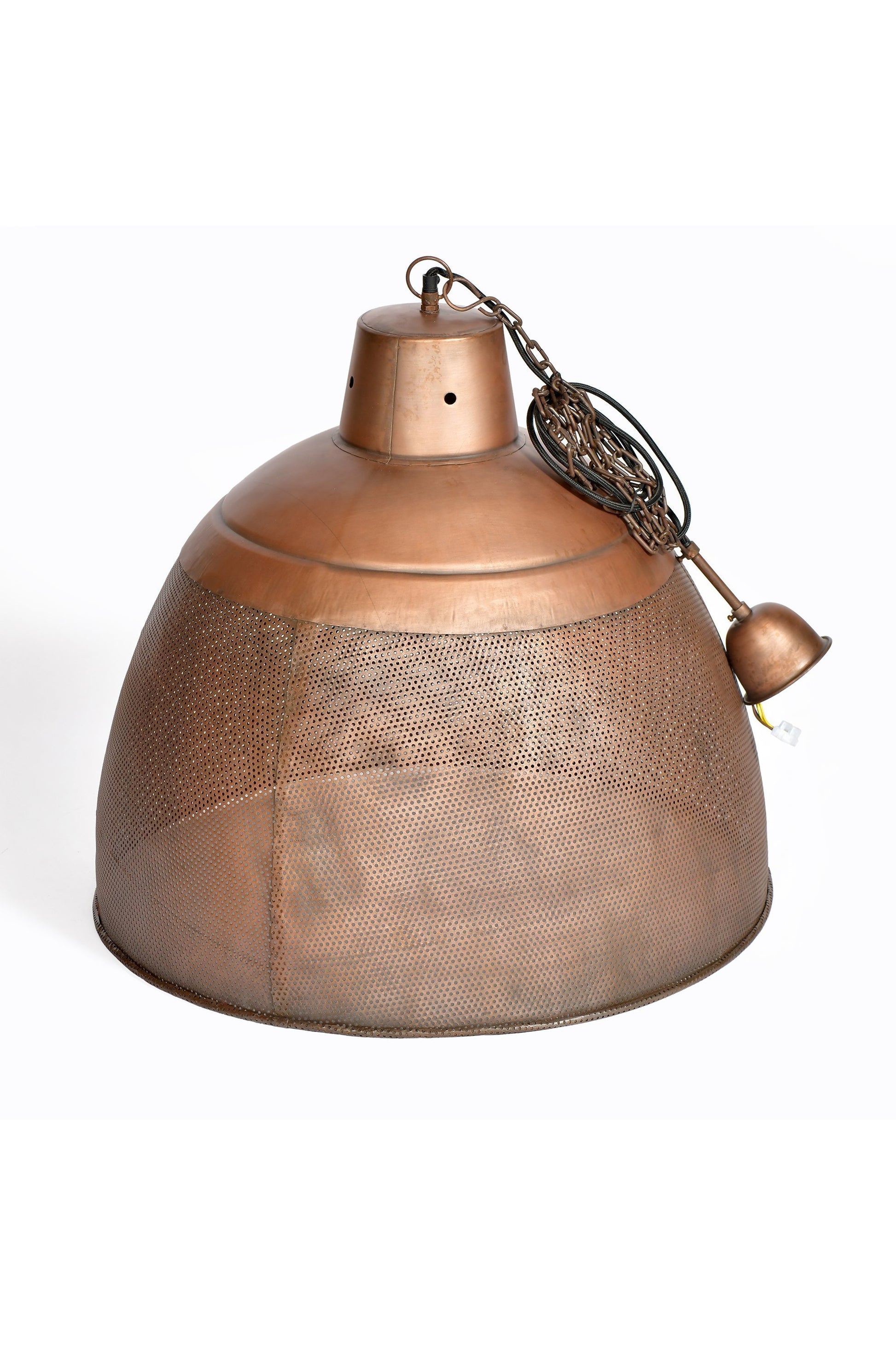 Riva Large - Antique Copper - Perforated Iron Dome Pendant Light-abc