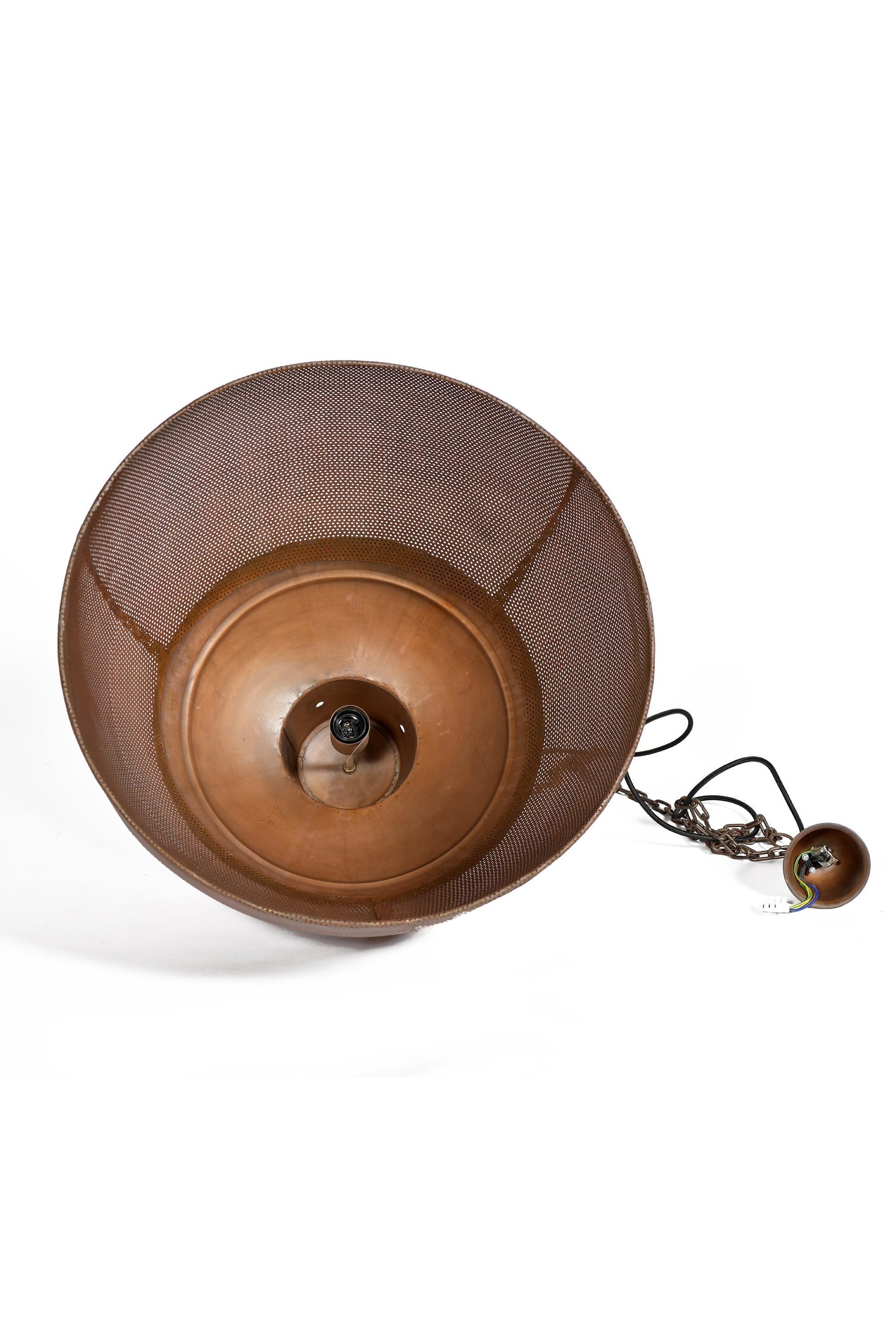 Riva Large - Antique Copper - Perforated Iron Dome Pendant Light-abc