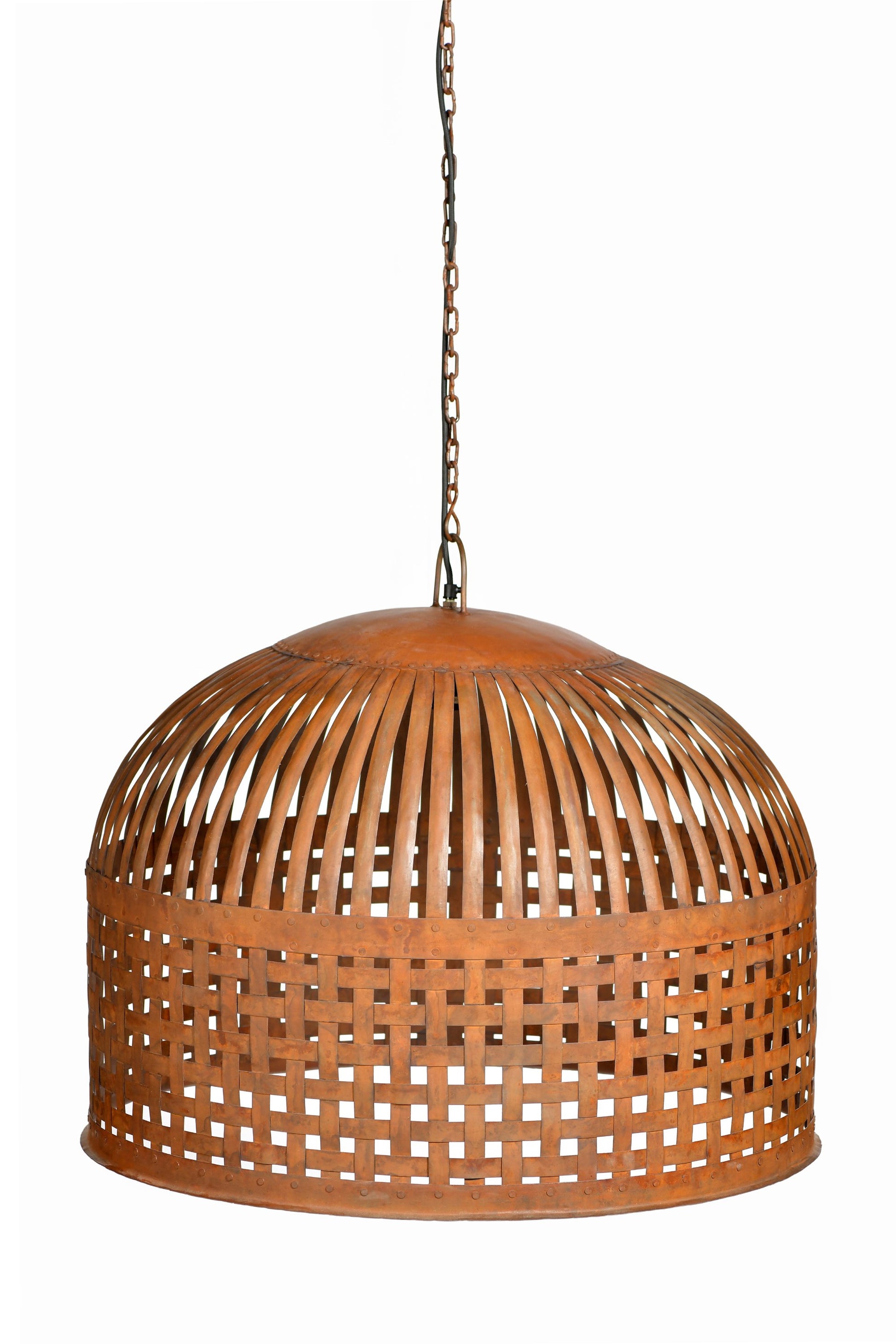 Esch Large - Rust - Woven Iron Strips Pendant Light-abc