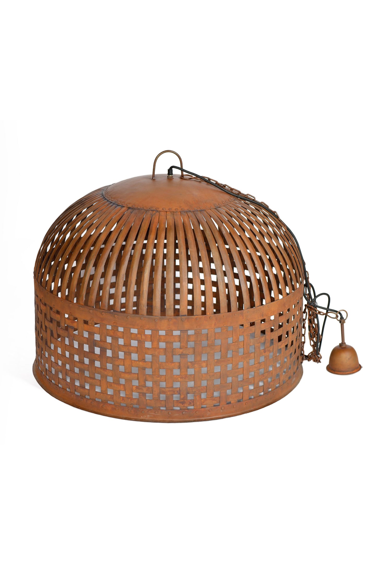 Esch Large - Rust - Woven Iron Strips Pendant Light-abc