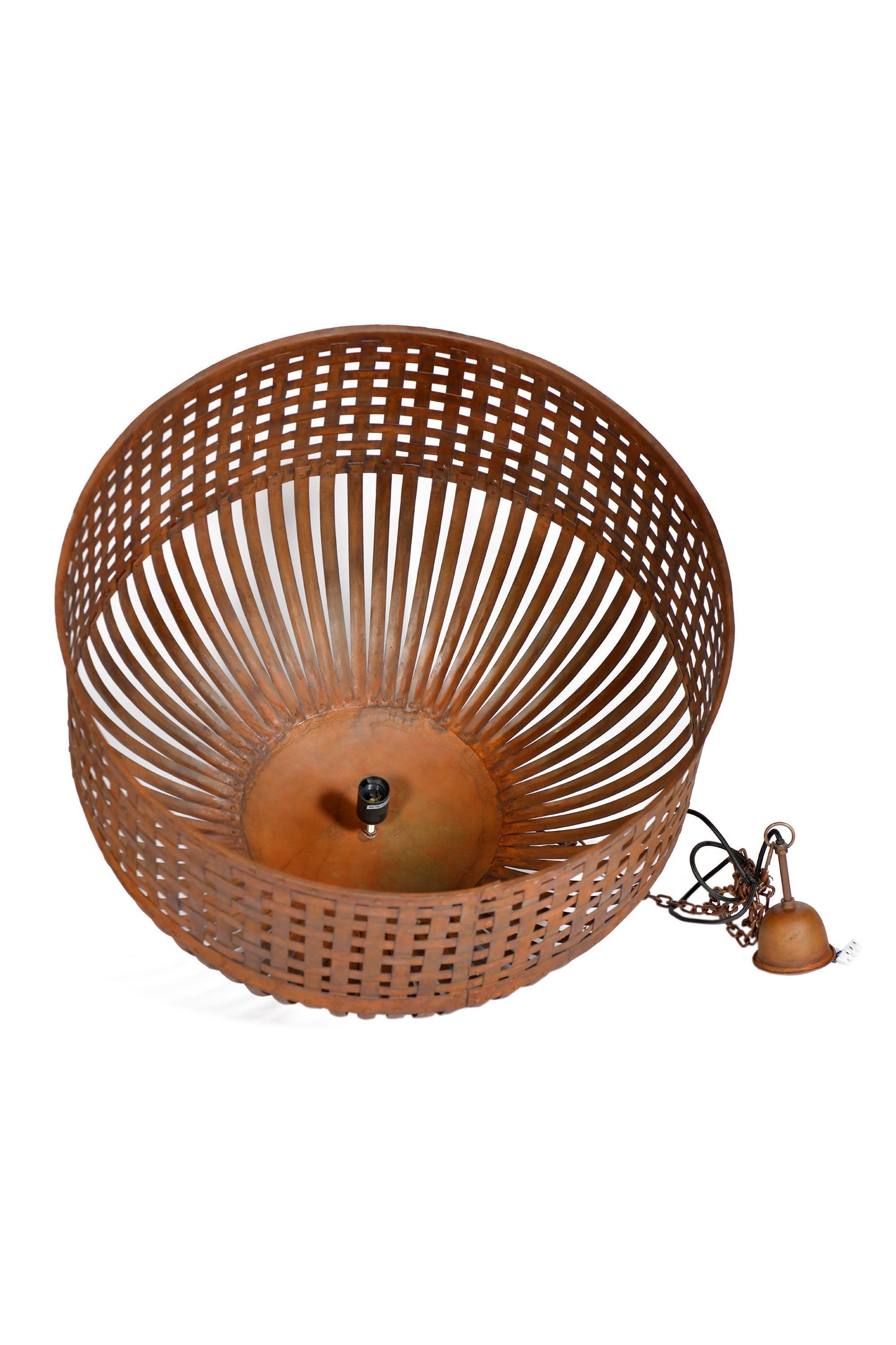 Esch Large - Rust - Woven Iron Strips Pendant Light-abc