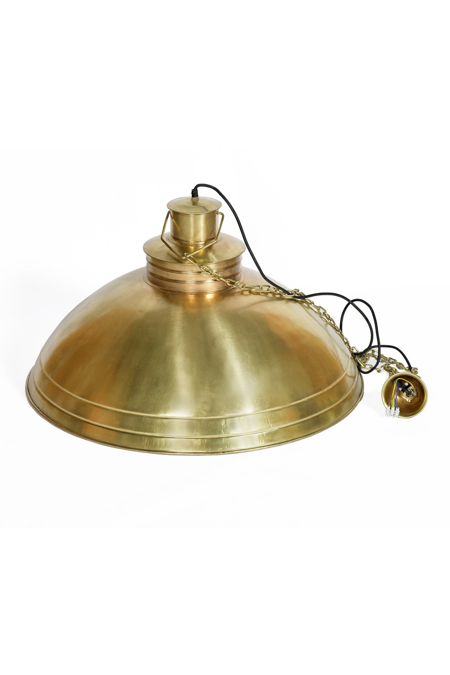 Sheldon - Antique Brass - Large Iron Shallow Dome Pendant Light-abc