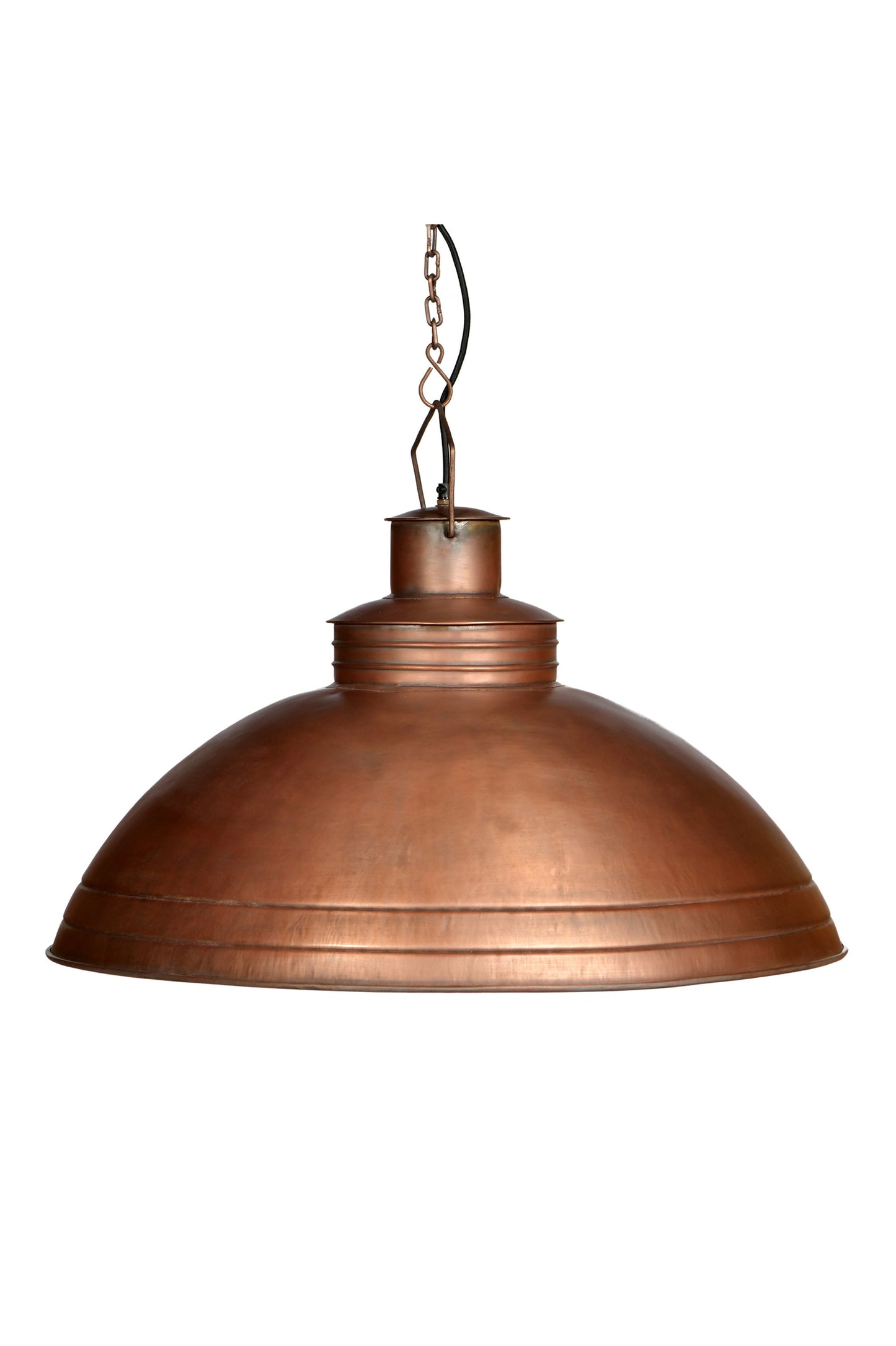 Sheldon - Antique Copper - Large Iron Shallow Dome Pendant Light-abc