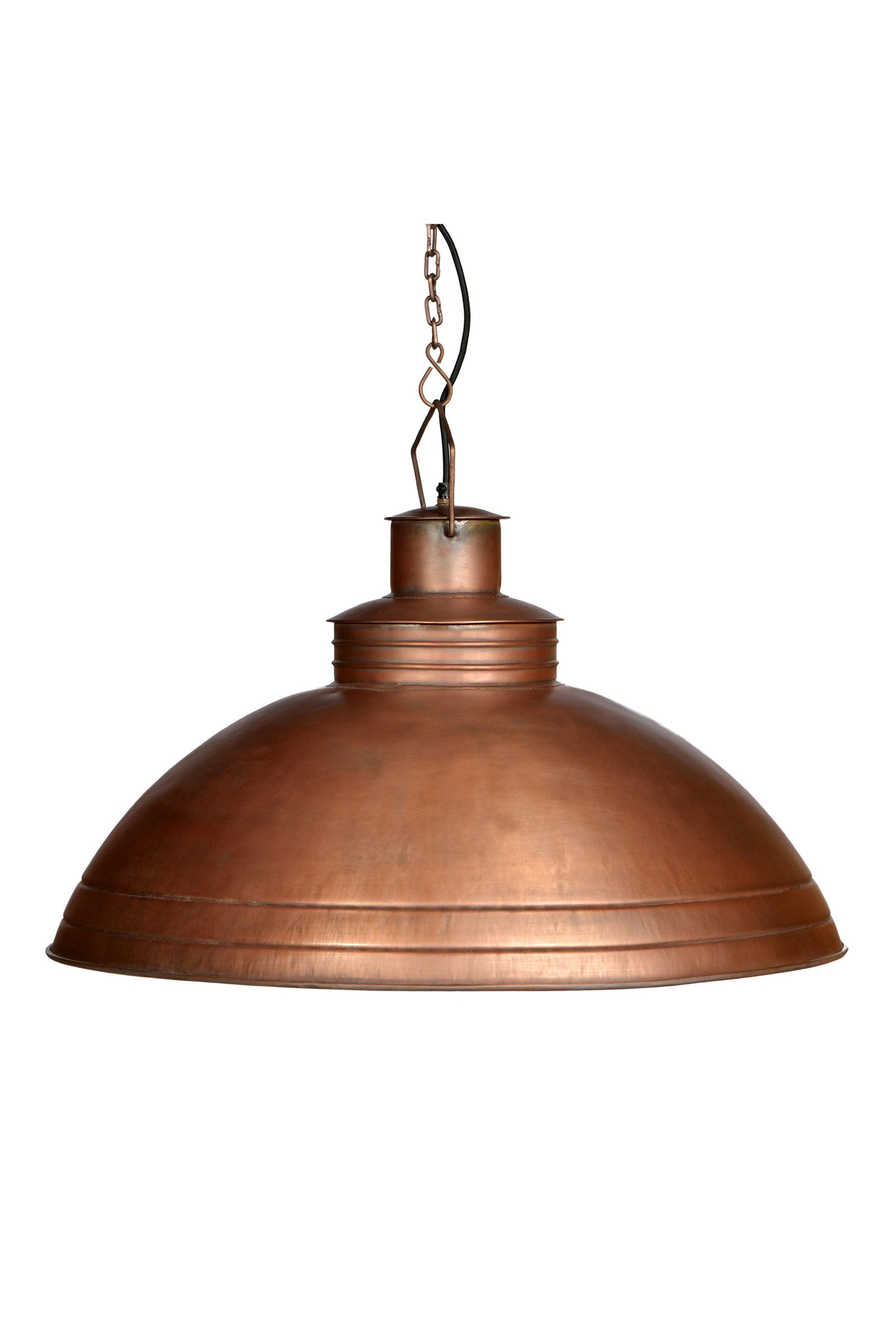 Sheldon - Antique Copper - Large Iron Shallow Dome Pendant Light-abc