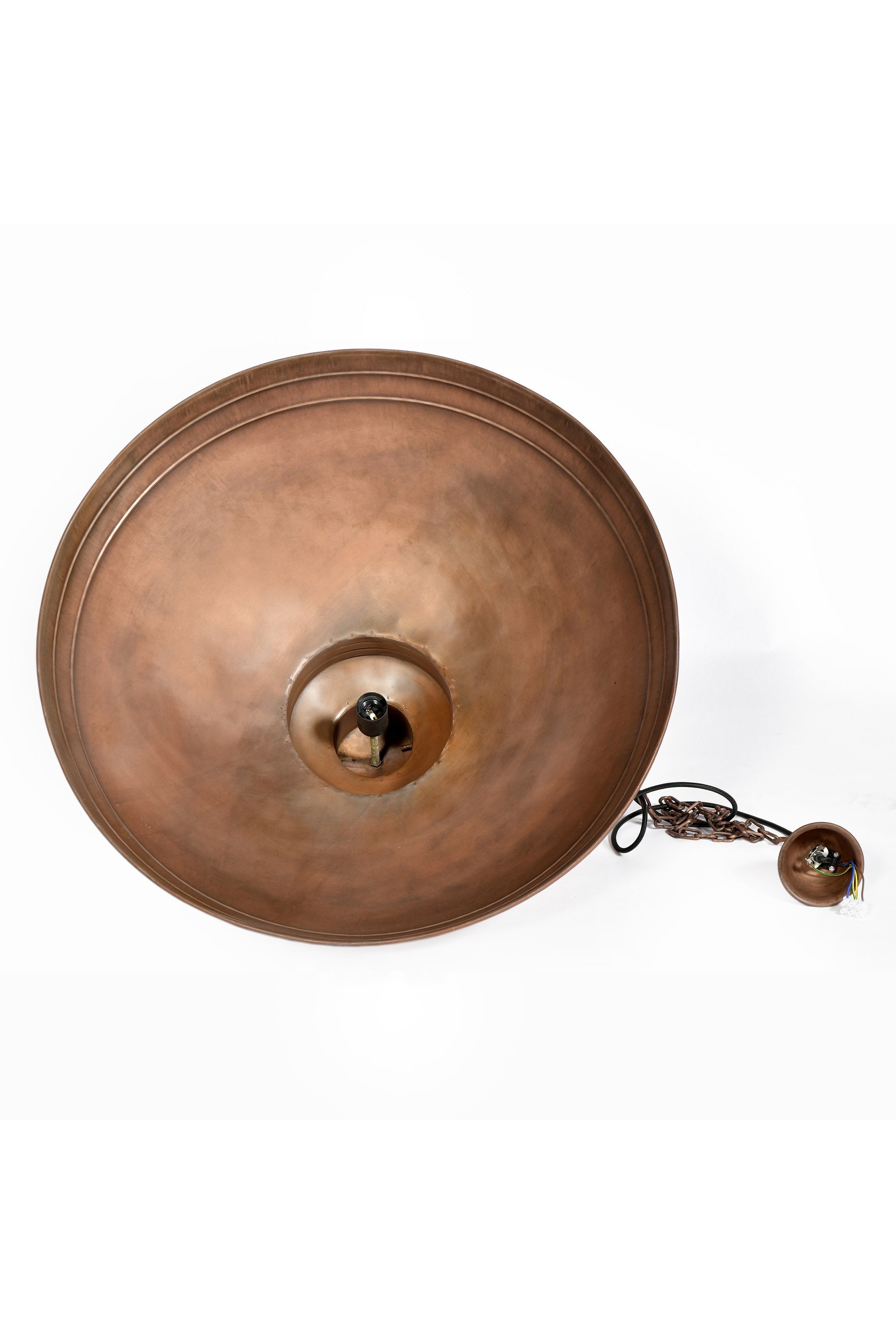Sheldon - Antique Copper - Large Iron Shallow Dome Pendant Light-abc