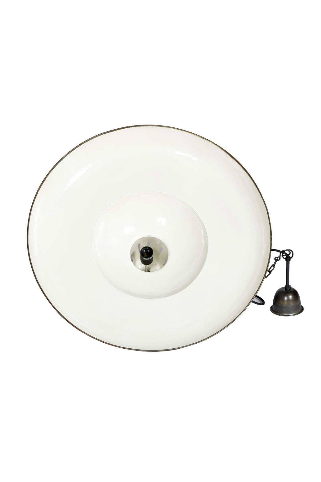 Zetland Large - Old White - Enamelled Iron Dish Pendant Light-abc