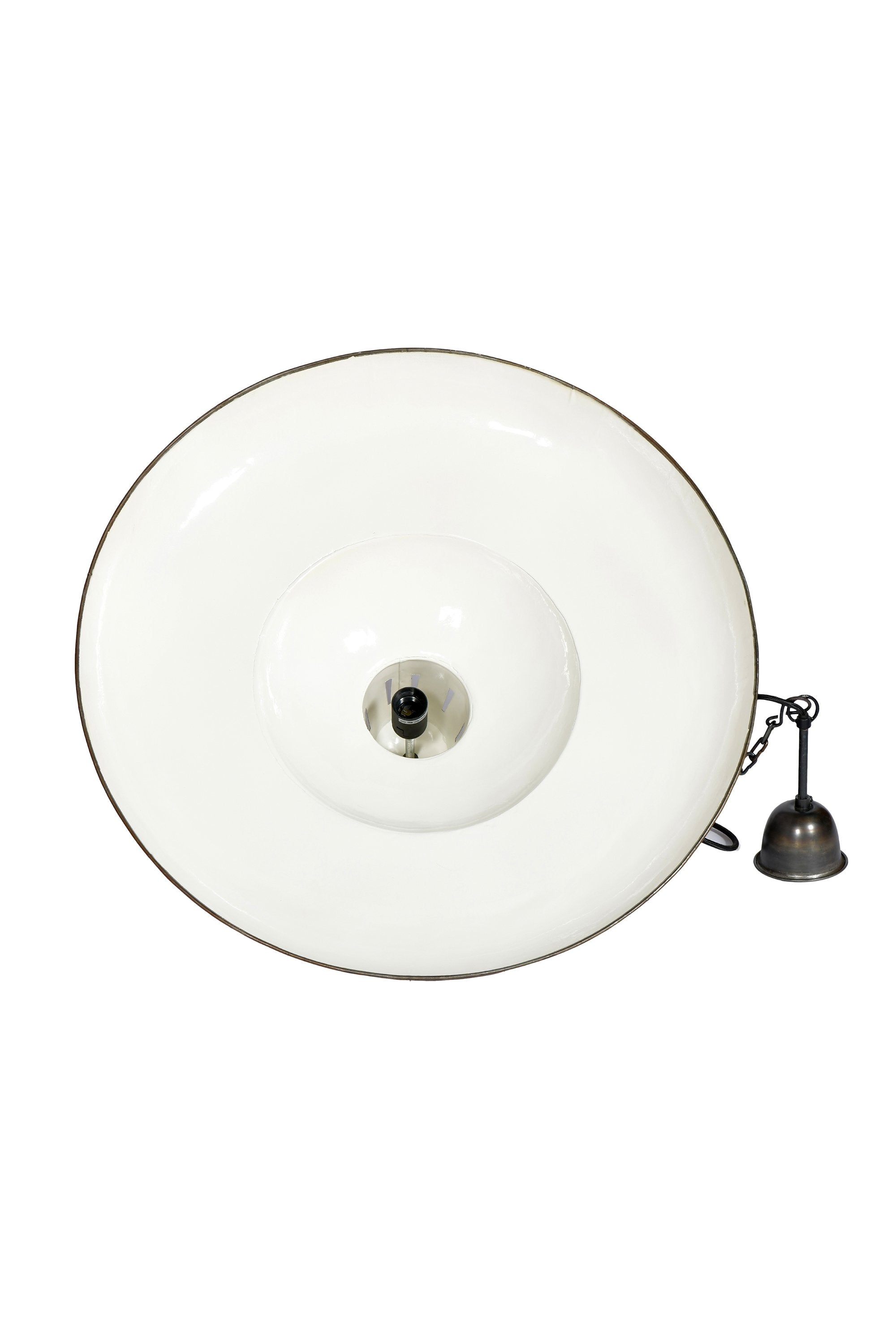 Zetland Large - Old White - Enamelled Iron Dish Pendant Light-abc