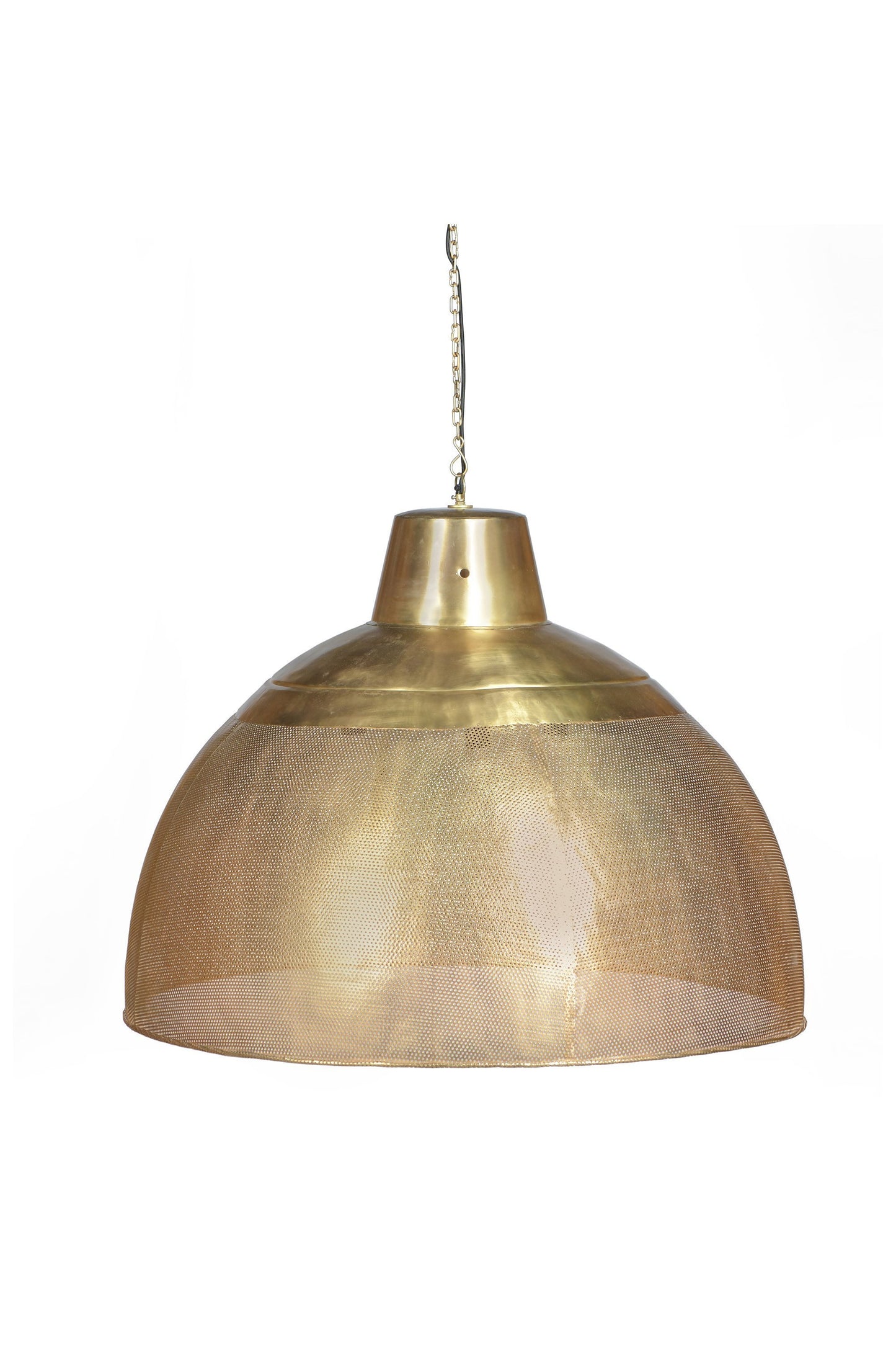 Riva Extra Large - Antique Brass - Perforated Iron Dome Pendant Light-abc
