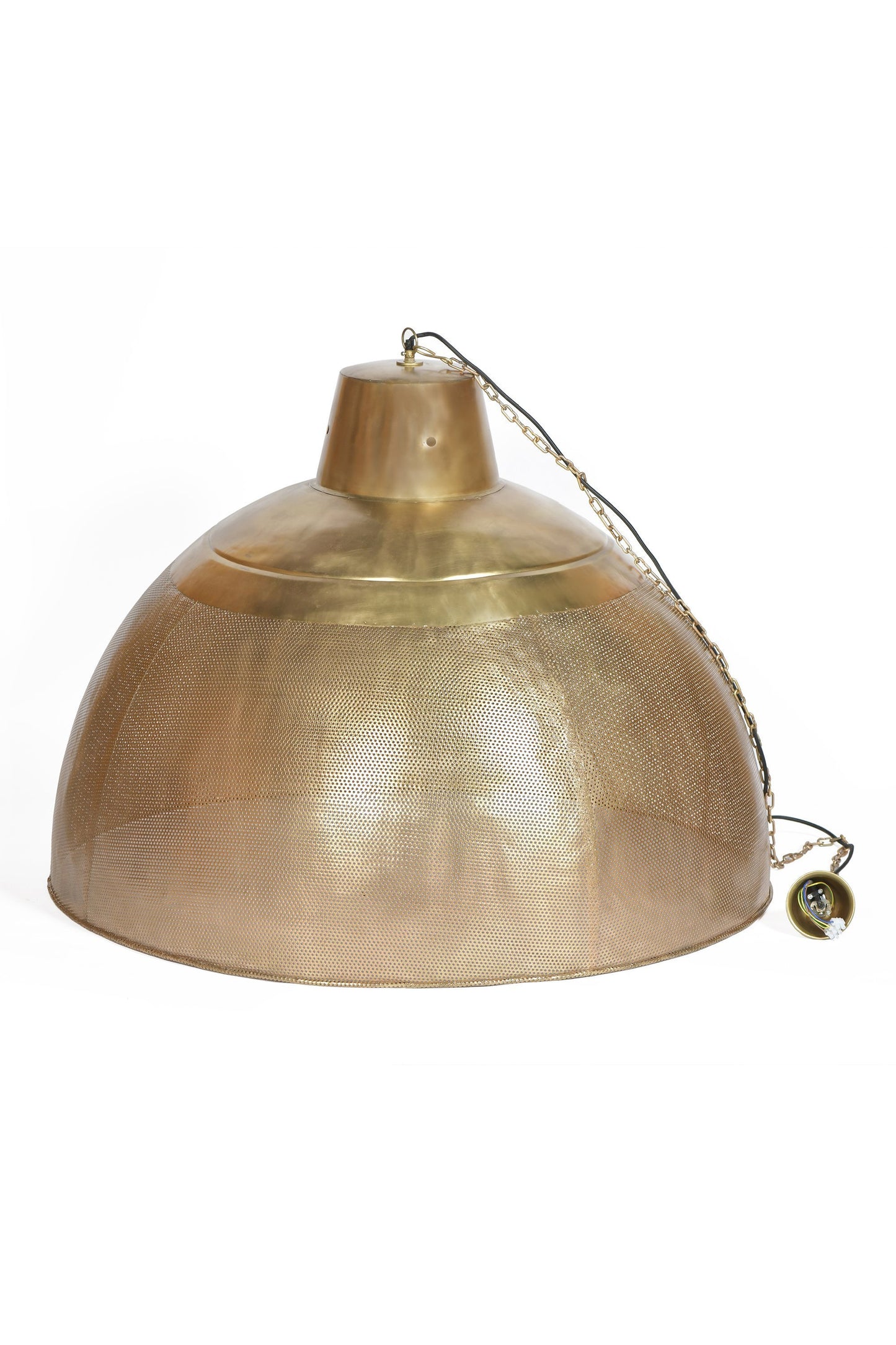 Riva Extra Large - Antique Brass - Perforated Iron Dome Pendant Light-abc