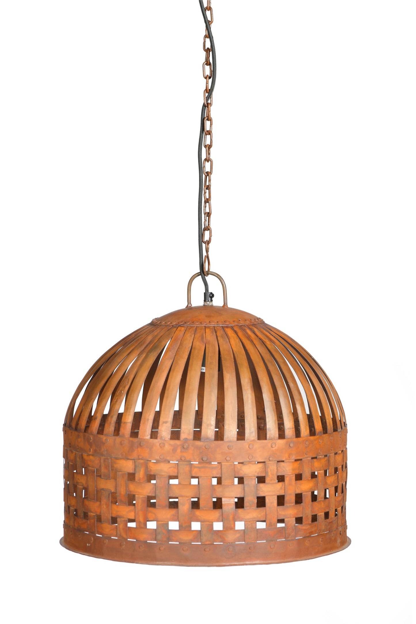 Esch Medium - Rust - Woven Iron Strips Pendant Light-abc