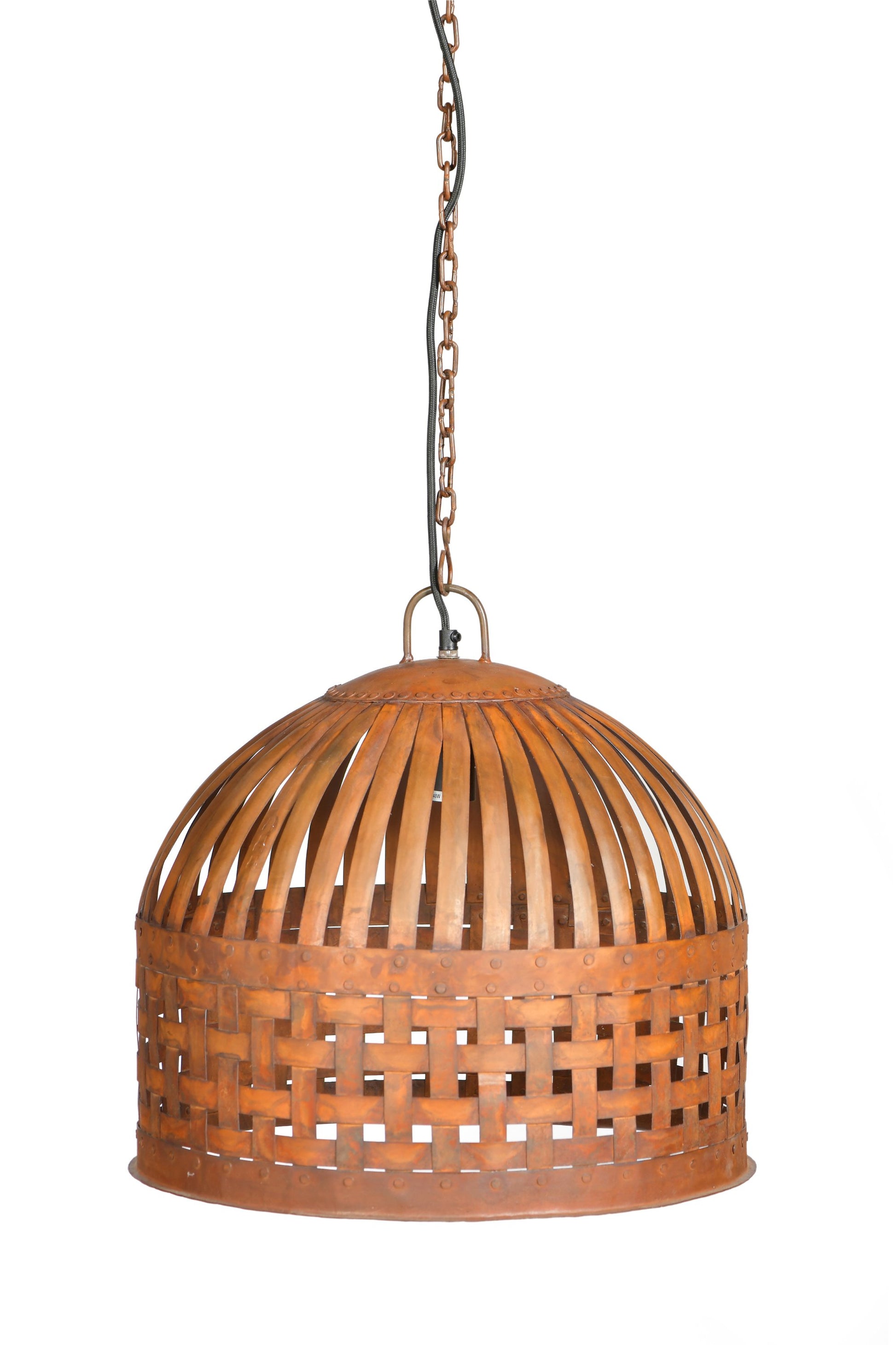 Esch Medium - Rust - Woven Iron Strips Pendant Light-abc