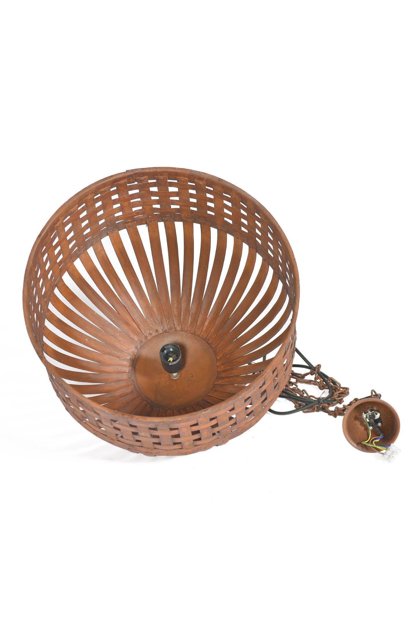 Esch Medium - Rust - Woven Iron Strips Pendant Light-abc