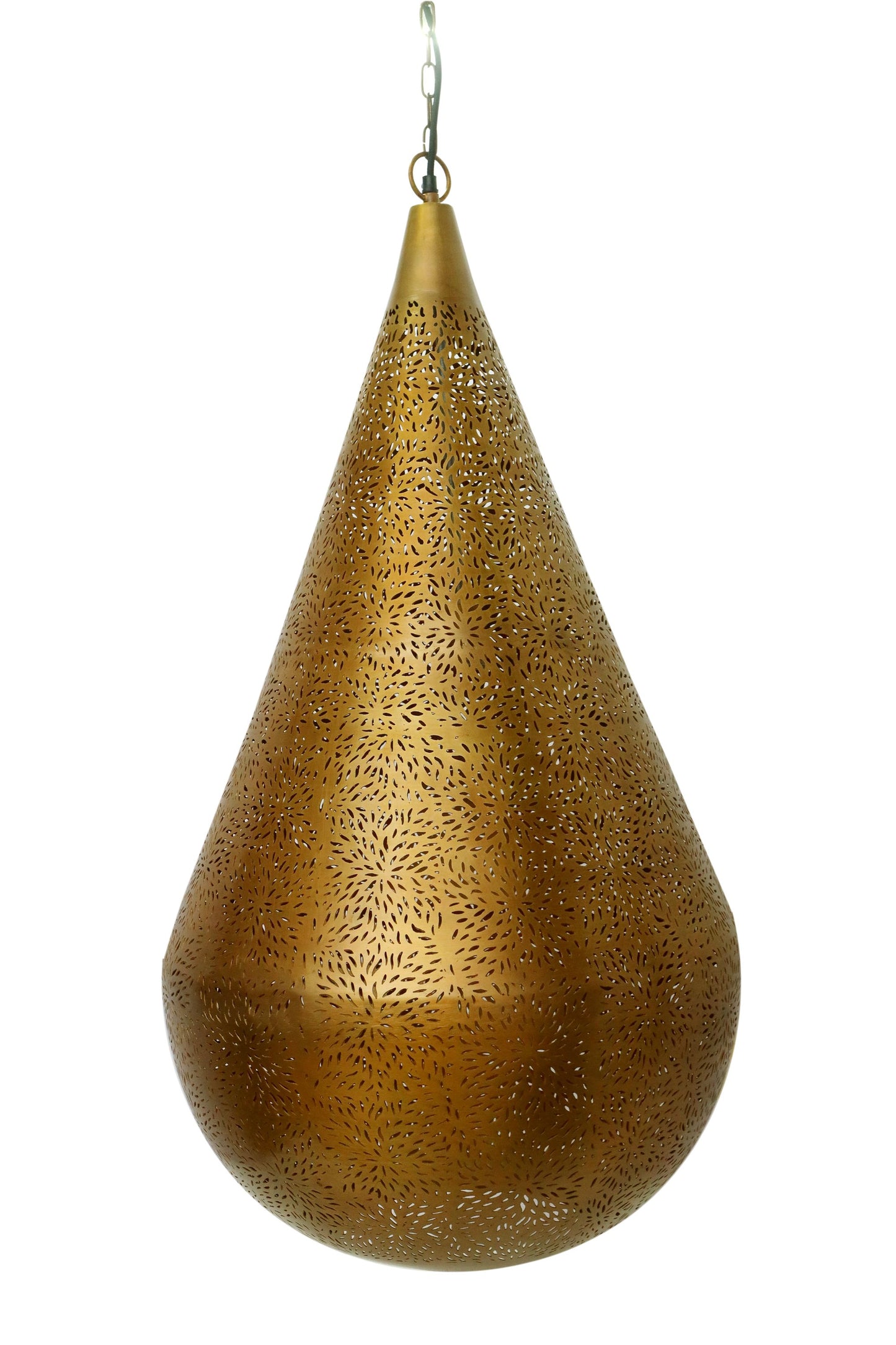 Aquarius Large - Brass - Perforated Teardrop Pendant Light-abc