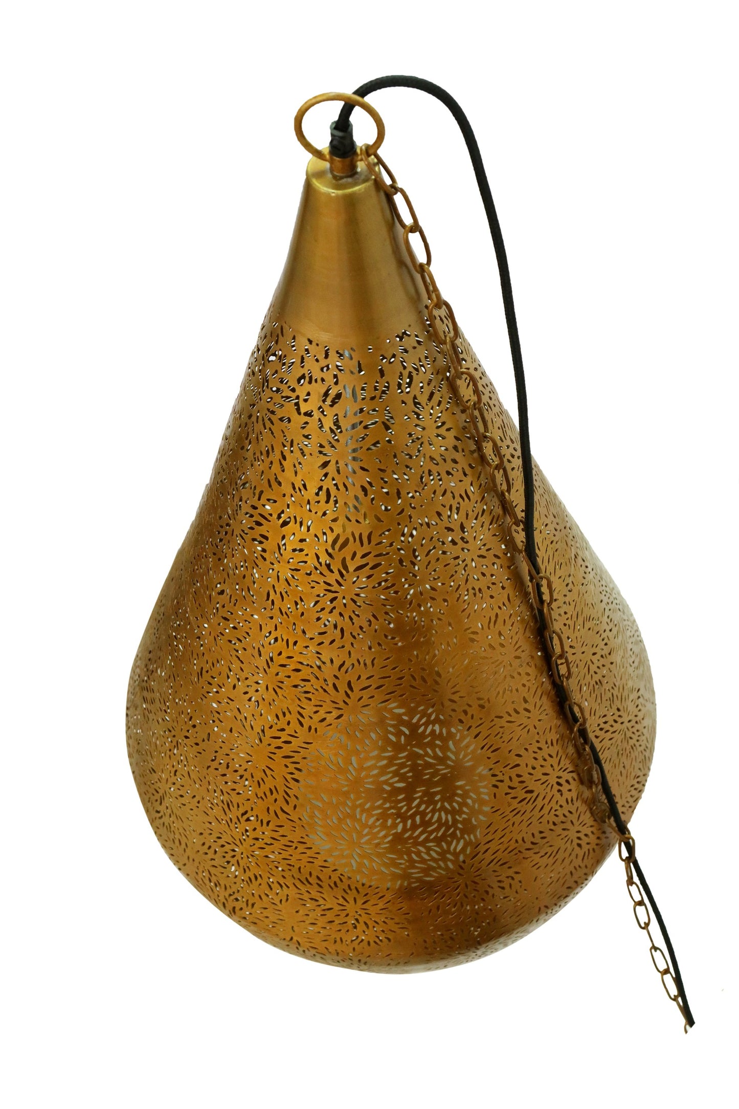 Aquarius Large - Brass - Perforated Teardrop Pendant Light-abc
