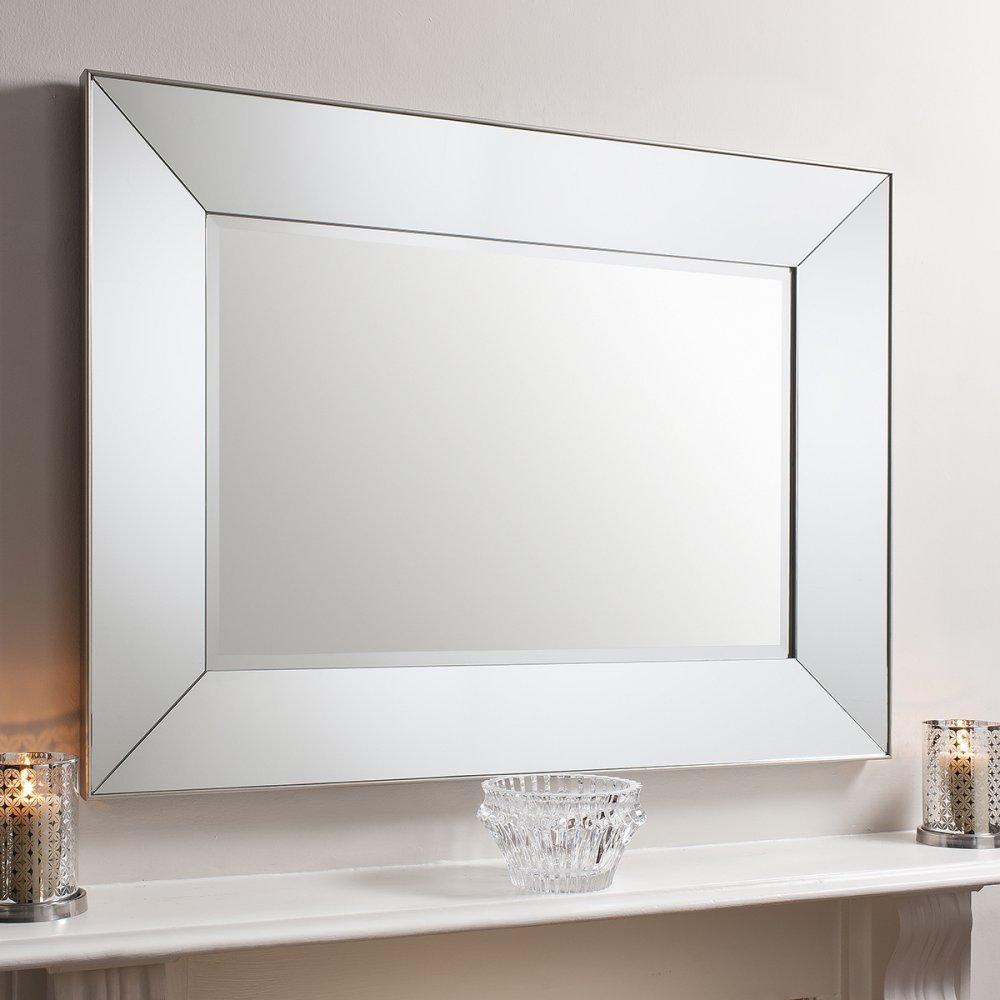 Valera Rectangle Mirrored Frame Wall Mirror Silver 1220x915mm-abc