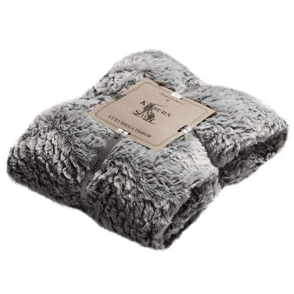 Silver Grey Two Tone Faux Fur Throw 1520x1770mm-abc