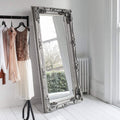 Carved Alexandre Leaner Mirror Silver-abc