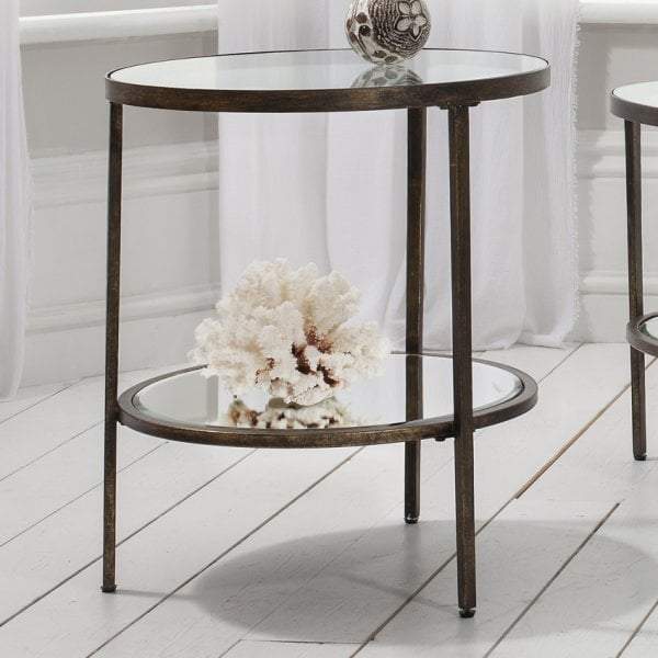 Hamza Bronze Metal and Glass Side Table-abc