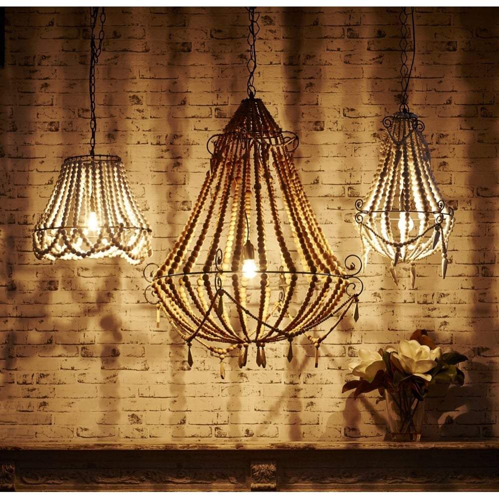 Beaded Chandelier Large Natural-abc
