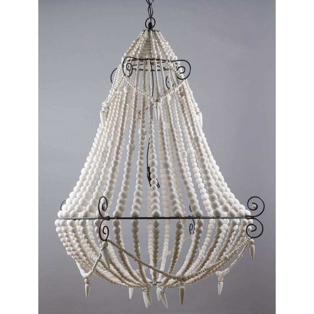 Beaded Chandelier Large White-abc