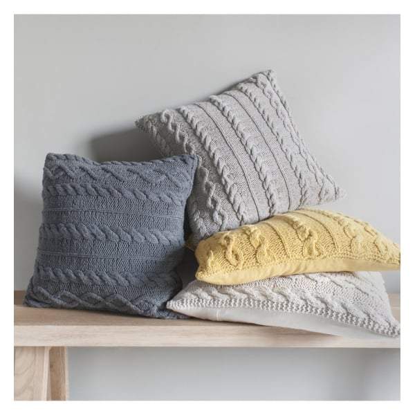 Walton Cable Knit Cushion Natural 450x450mm-abc