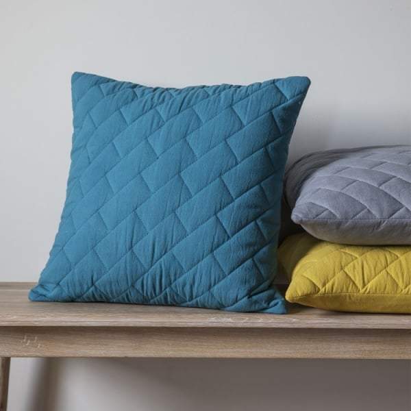 Bricks Quilted Cushion Teal 450x450mm-abc