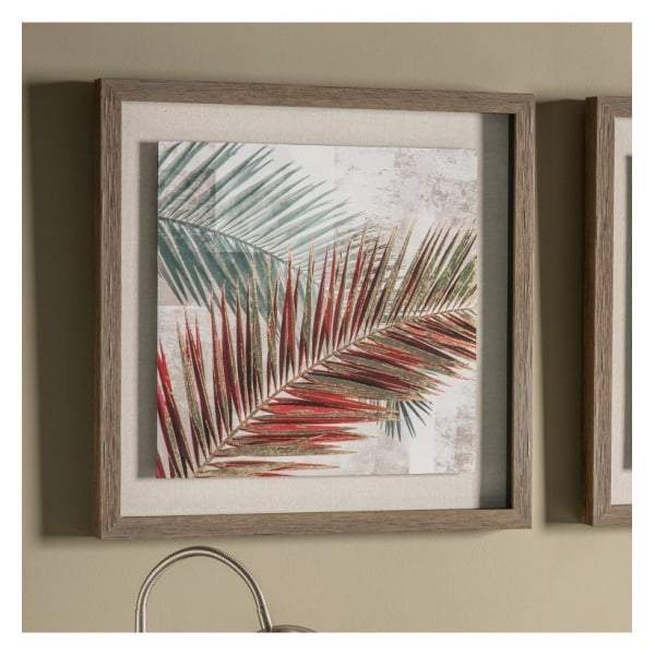 Red Palm Leaves I Framed Art W545 x D45 x H545mm-abc