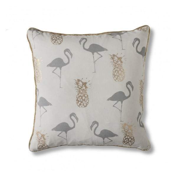 Flamingo & Pineapples Cushion Grey W450 x H450mm-abc