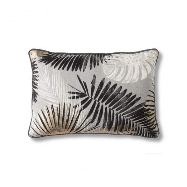 Monochrome & Gold Palm Leaves Cushion W500 x H350mm-abc