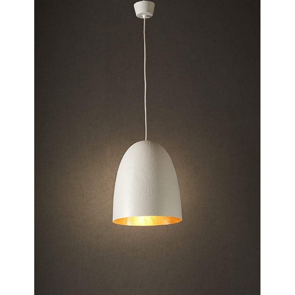 Dolce Beaten Wht Copper Hanging Lamp-abc