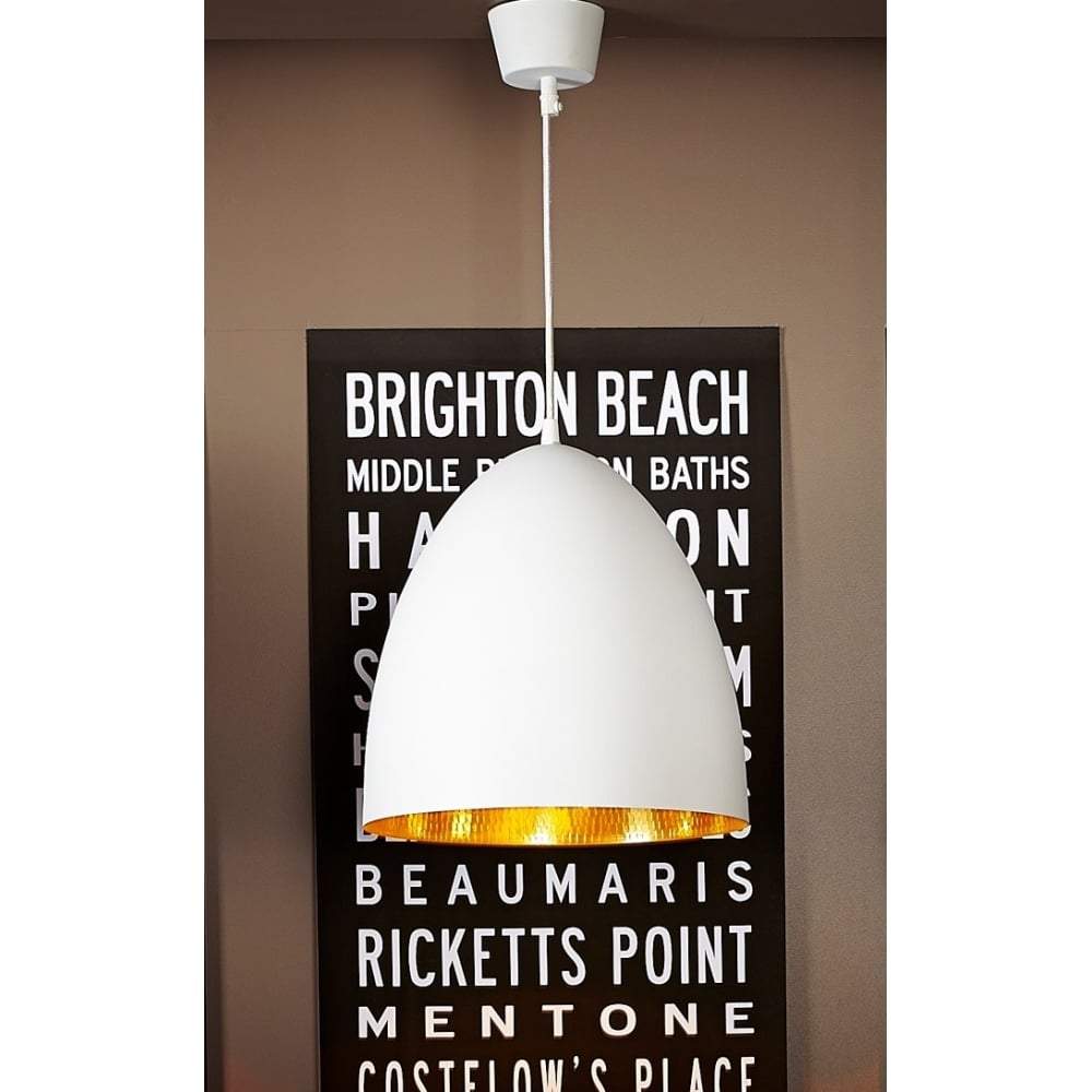 Egg Ceiling Lamp White Brass-abc