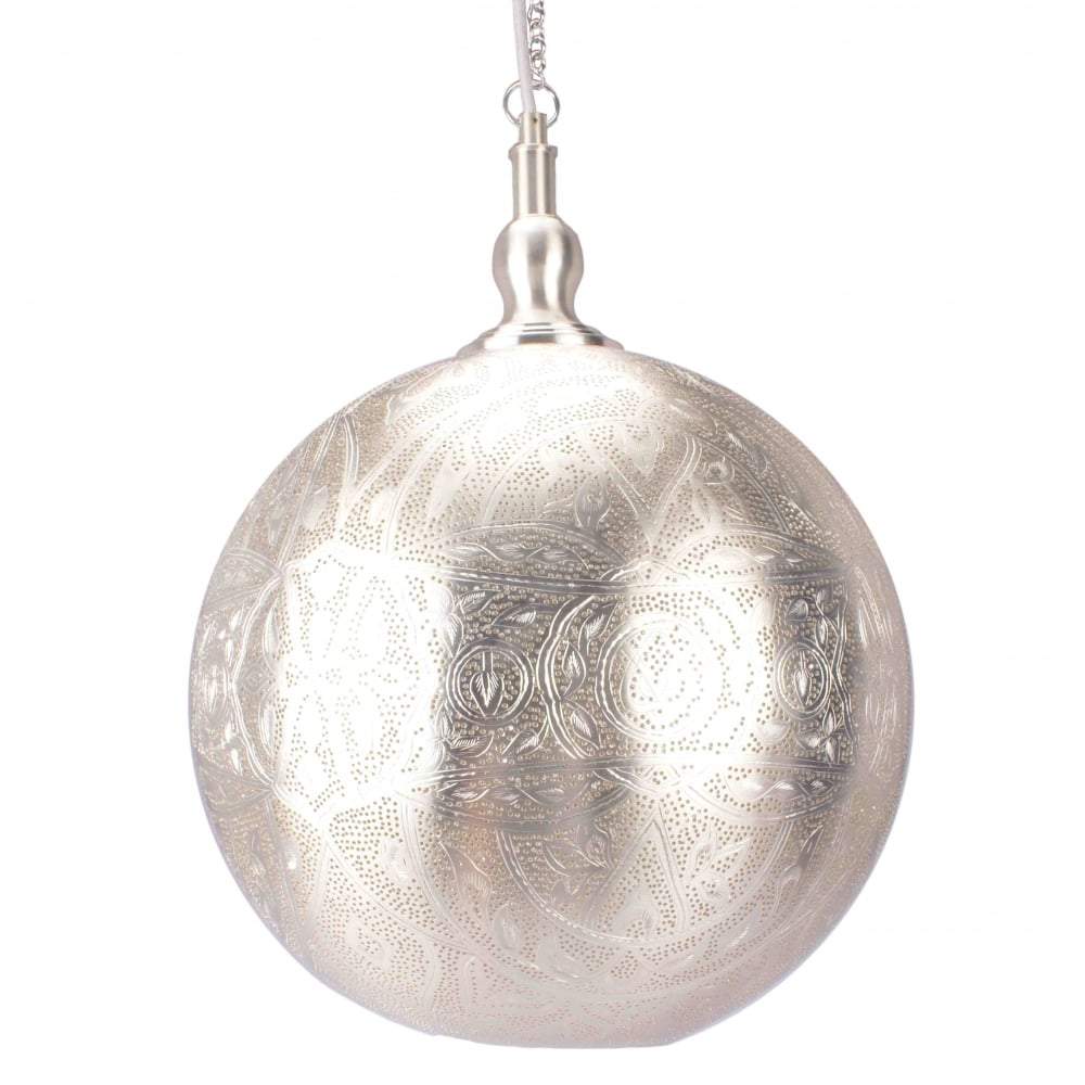 Moroccan Ball Ceiling Lamp 40cm Silver-abc
