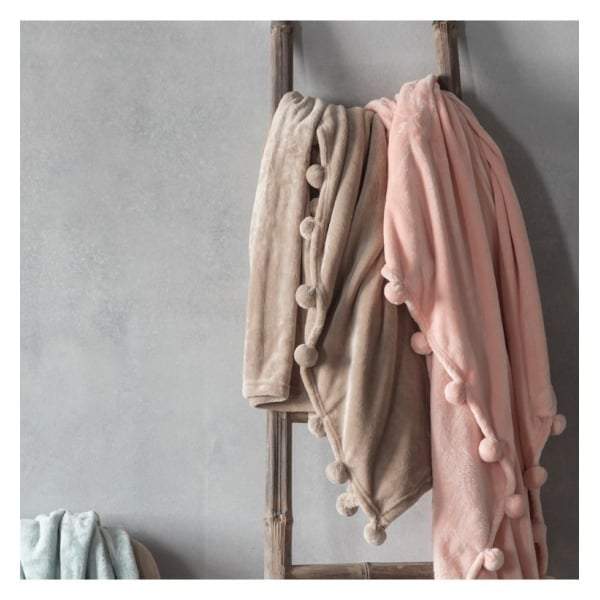 Pom Pom Throw Taupe-abc